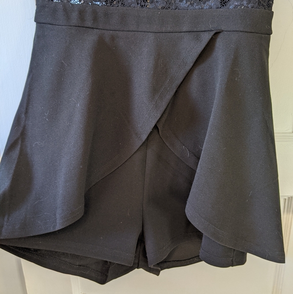 High-Neck Black Sequin Clubbing Romper Skort - Picture 2 of 9